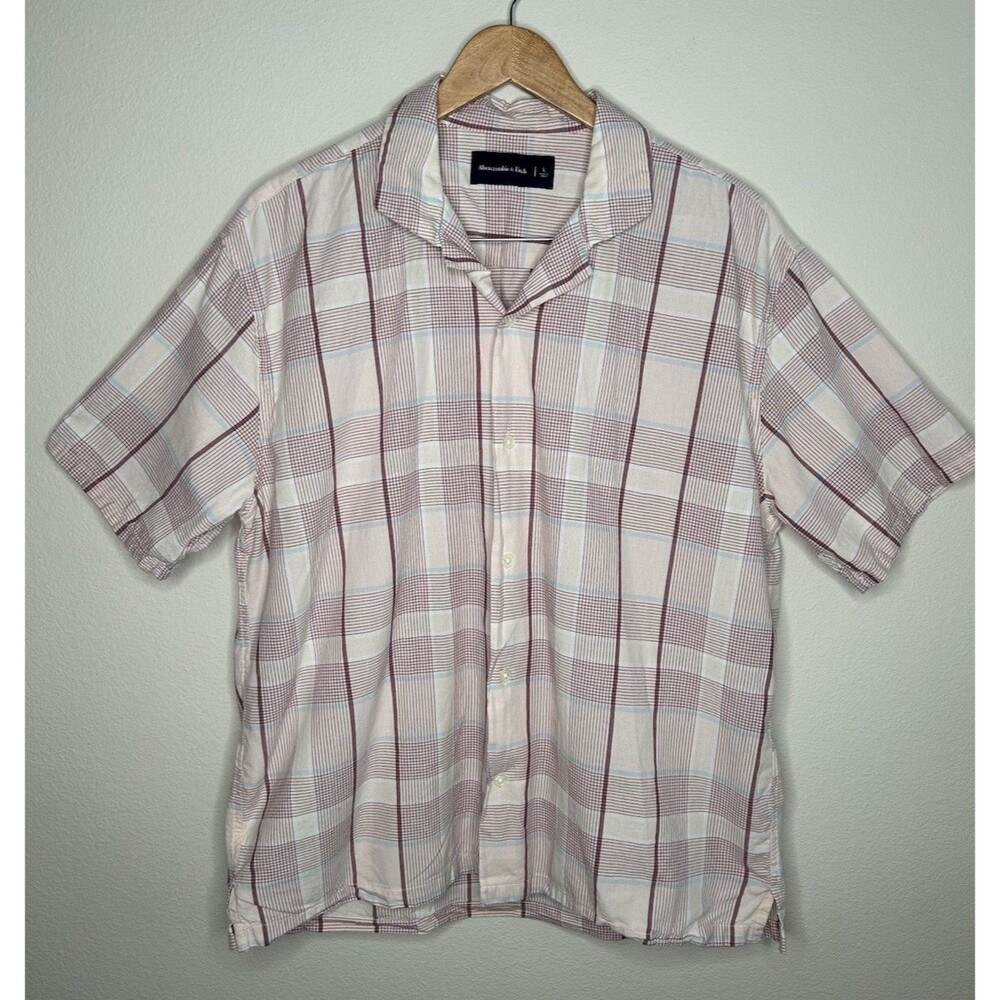 Abercrombie & Fitch Mens Size Large Collar Button Down Short Sleeve Plaid Shirt